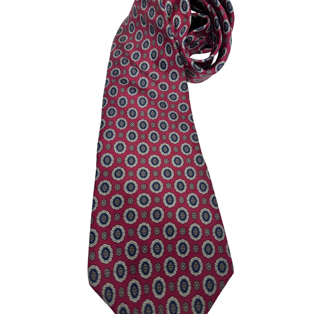 Vintage Oscar de la Renta Couture Mens Red Silk Designer Necktie Tie Classic